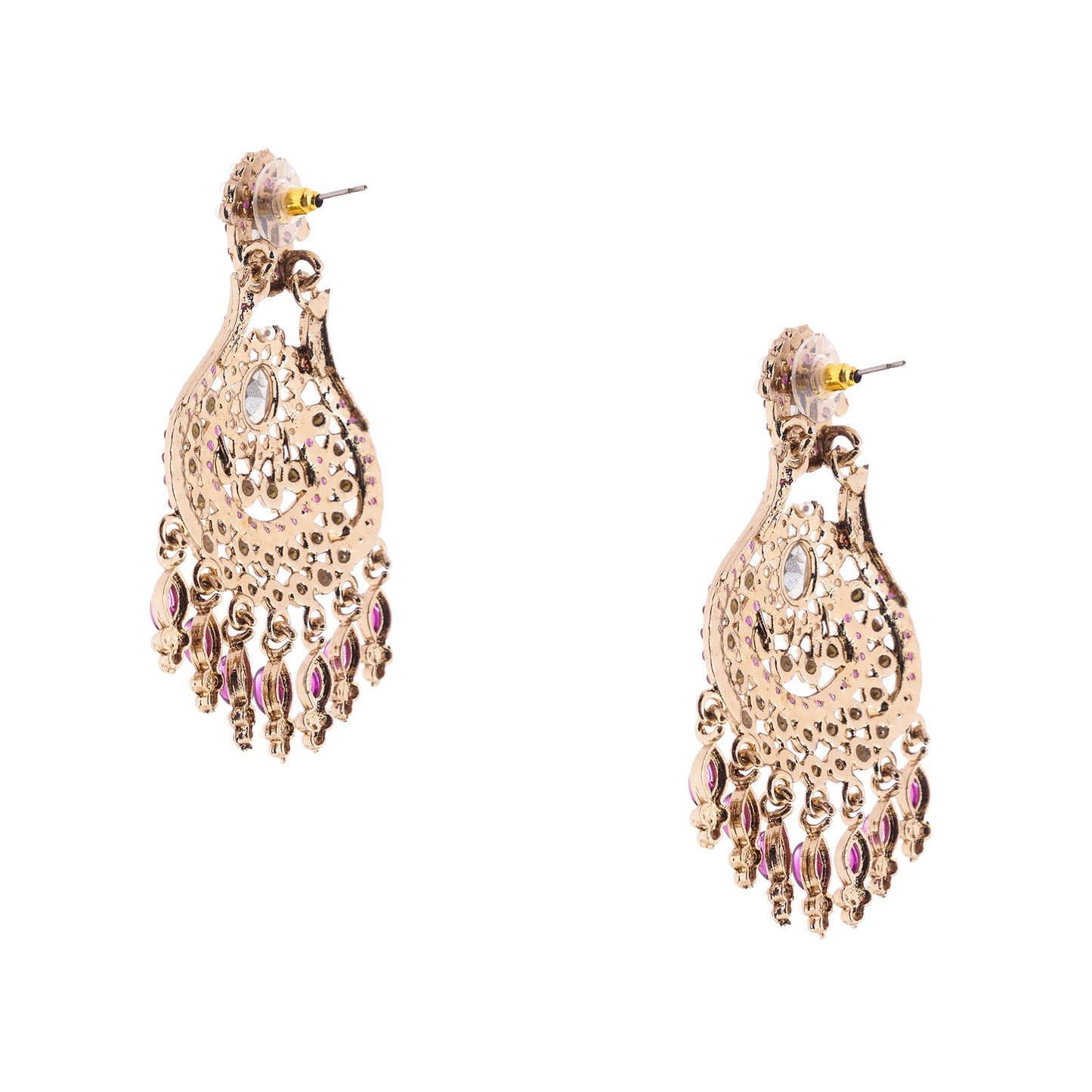 Clustertrend Gold Plated Purple Stone With white Pearl earrings