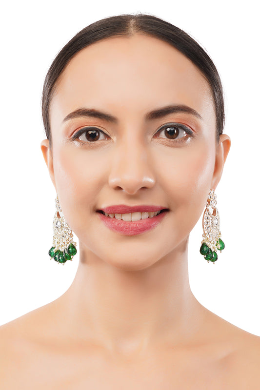 Traditional Green Pearl Earrings For Wedding