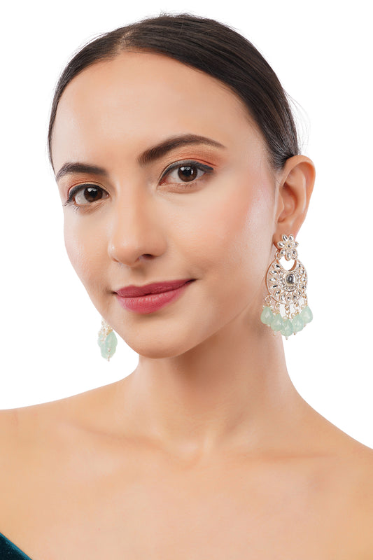 Traditional Green Pearl Earrings For Women