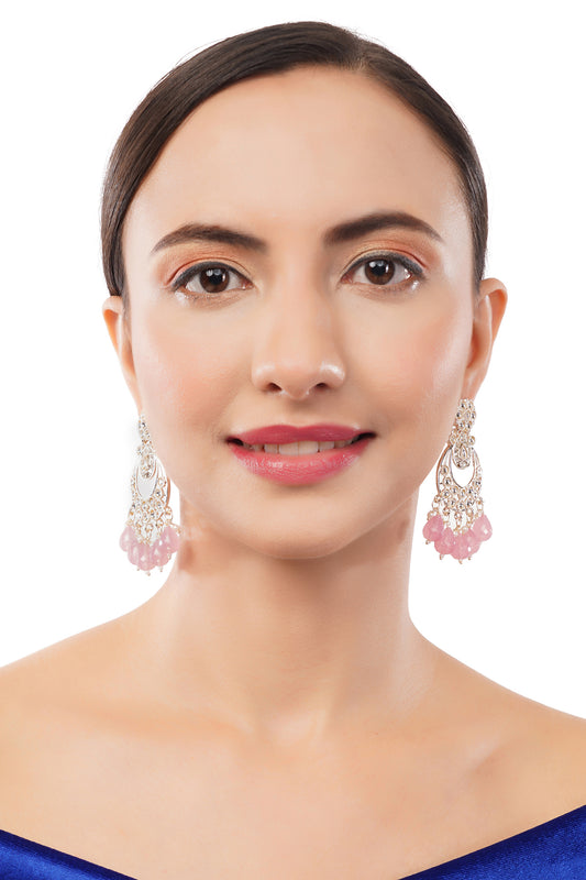 Gold Plated Pink Pearl Earrings For Women