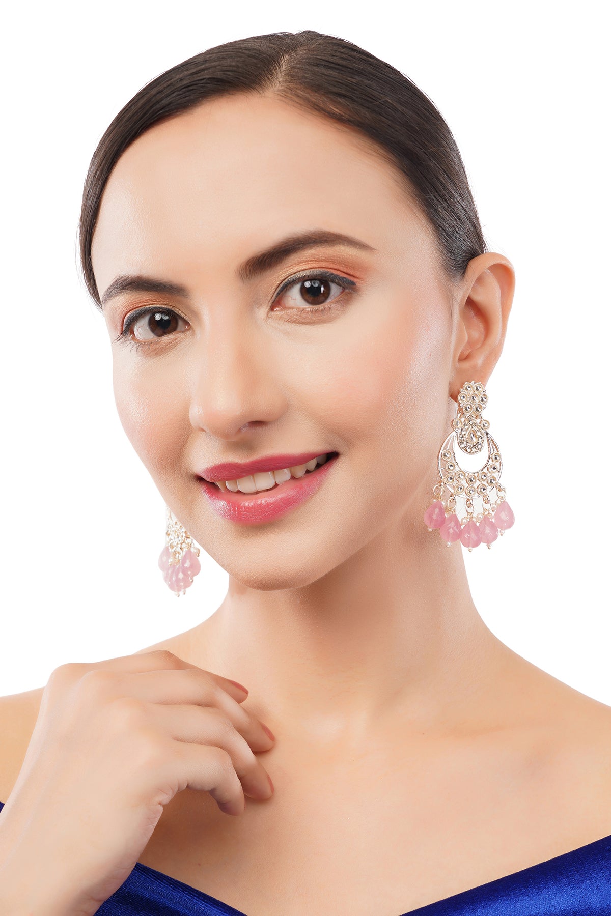 Gold Plated Pink Pearl Earrings For Women