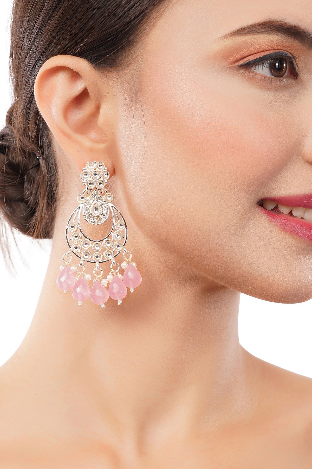 Gold Plated Pink Pearl Earrings For Women