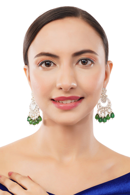 Gold Plated Green Kundan Pearl Earring For Women