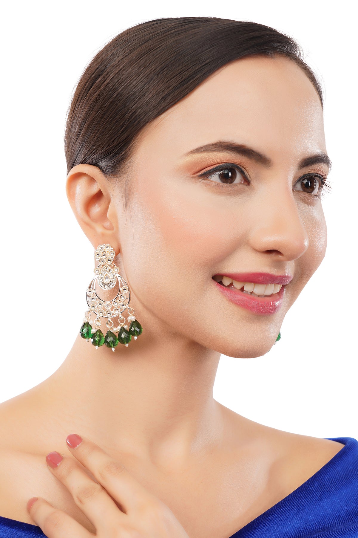 Gold Plated Green Kundan Pearl Earring For Women