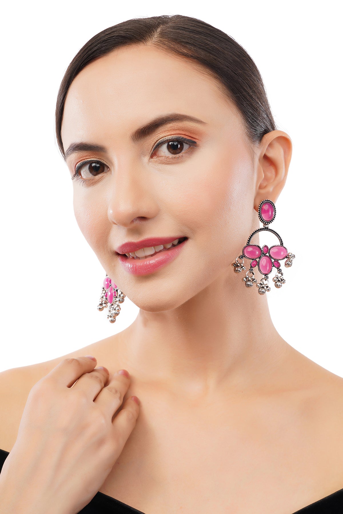 Traditional German Silver Pearl Drop Earrings For Women