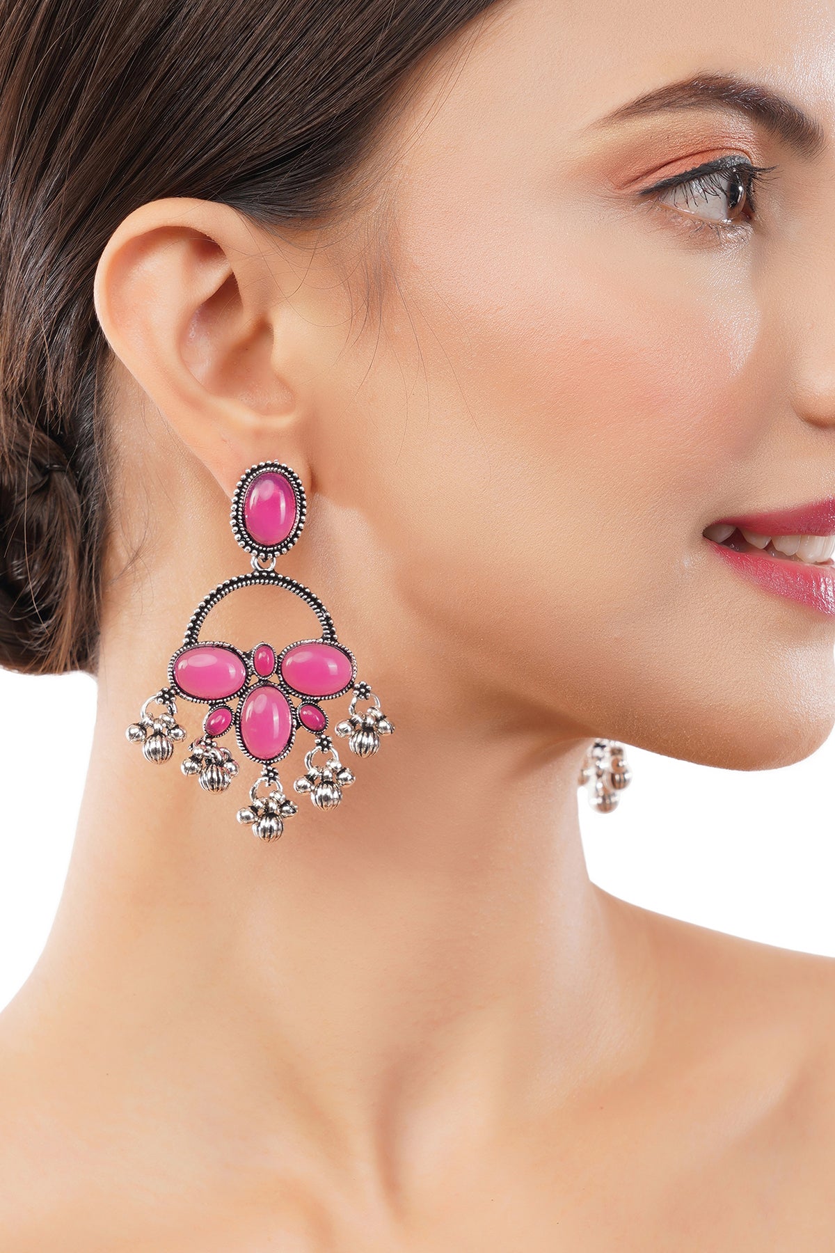 Traditional German Silver Pearl Drop Earrings For Women