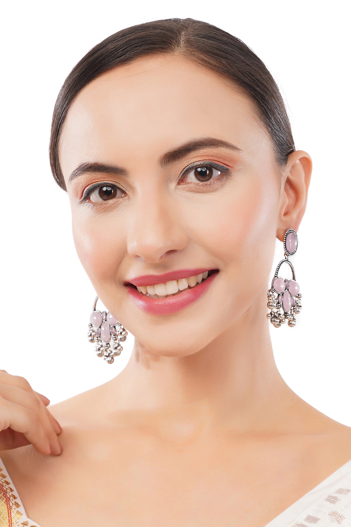 Clustertrend German Silver Crystal Stone earrings For Women