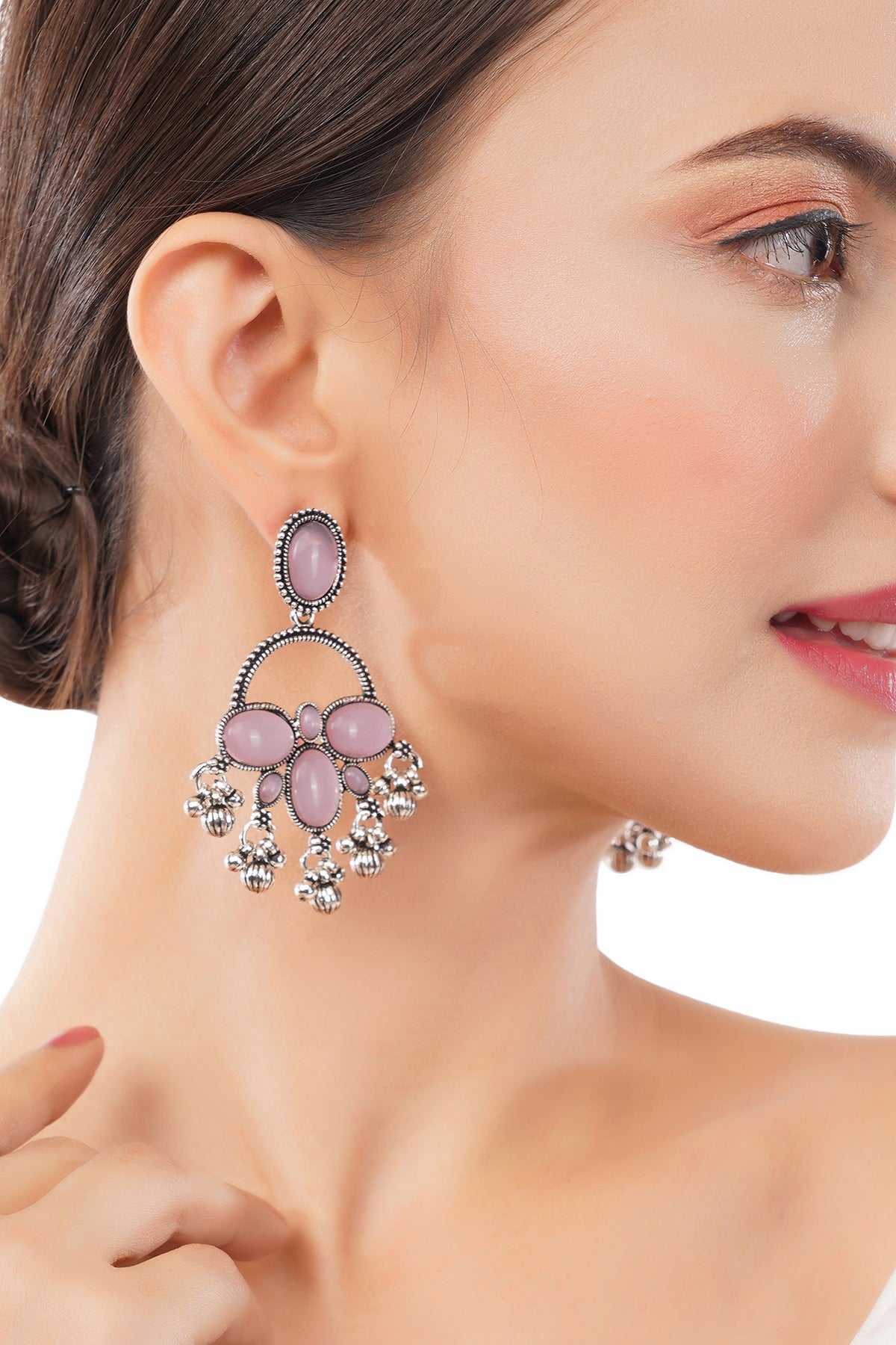 Clustertrend German Silver Crystal Stone earrings For Women