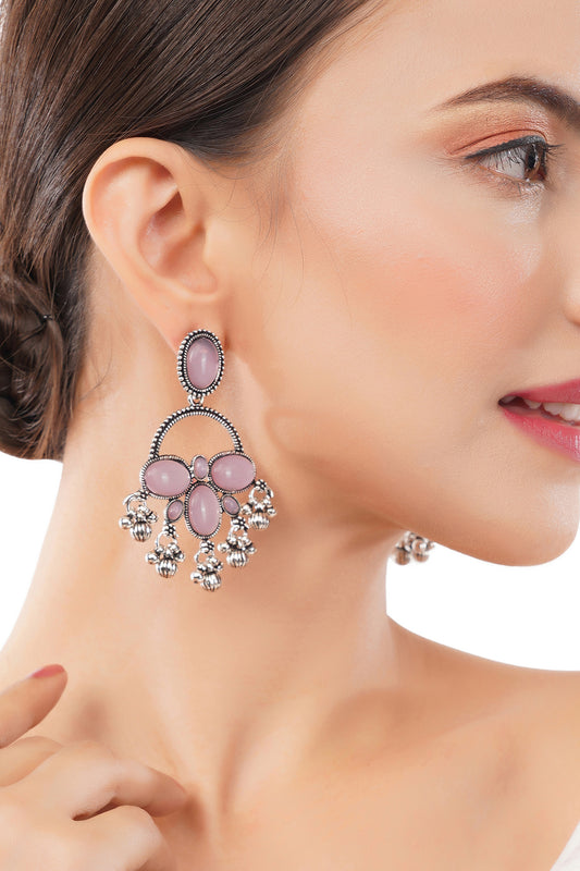 Clustertrend  German Silver Crystal Stone earrings For Women