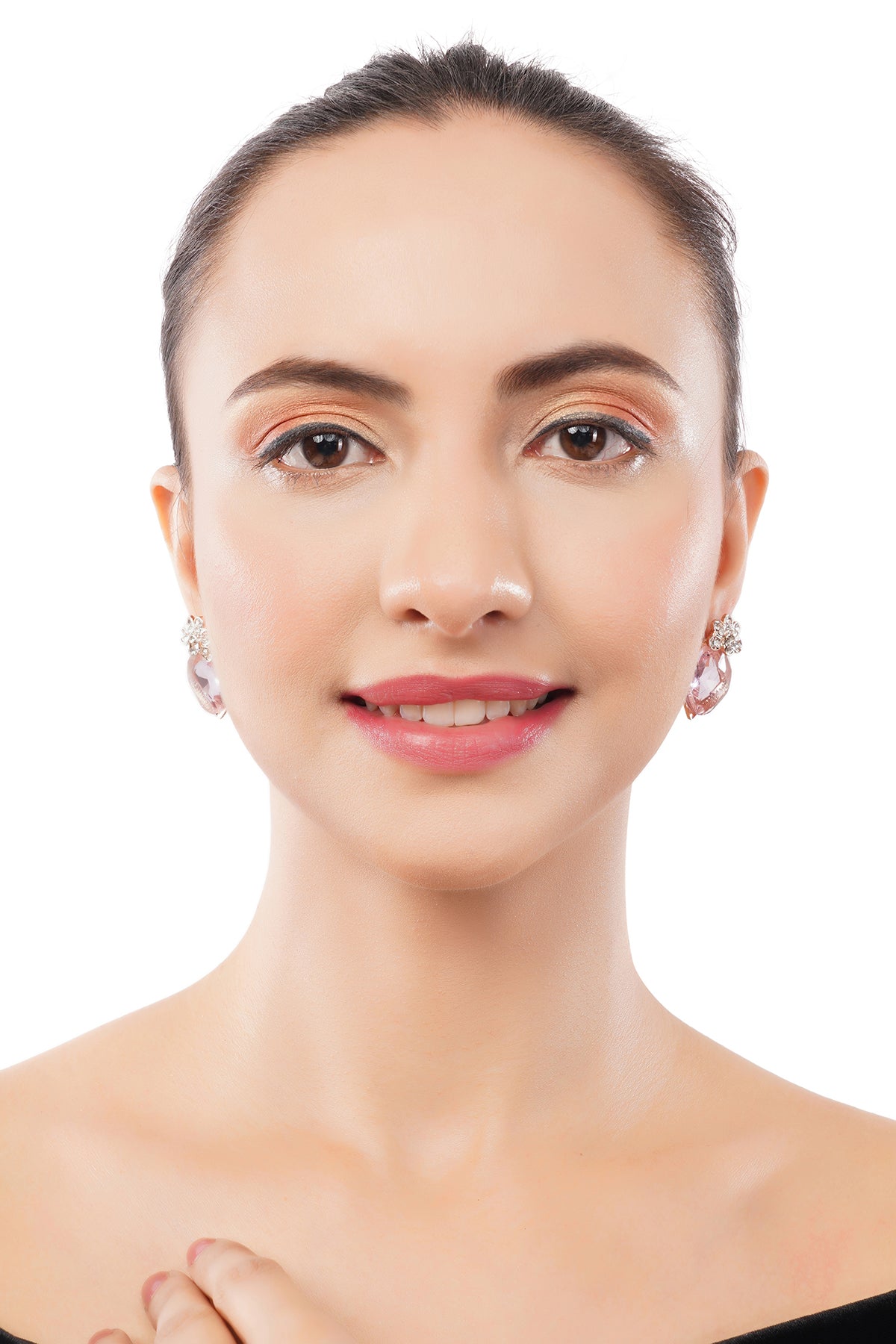 Clustertrend Western Light Pink Crystal Daimond Earrings