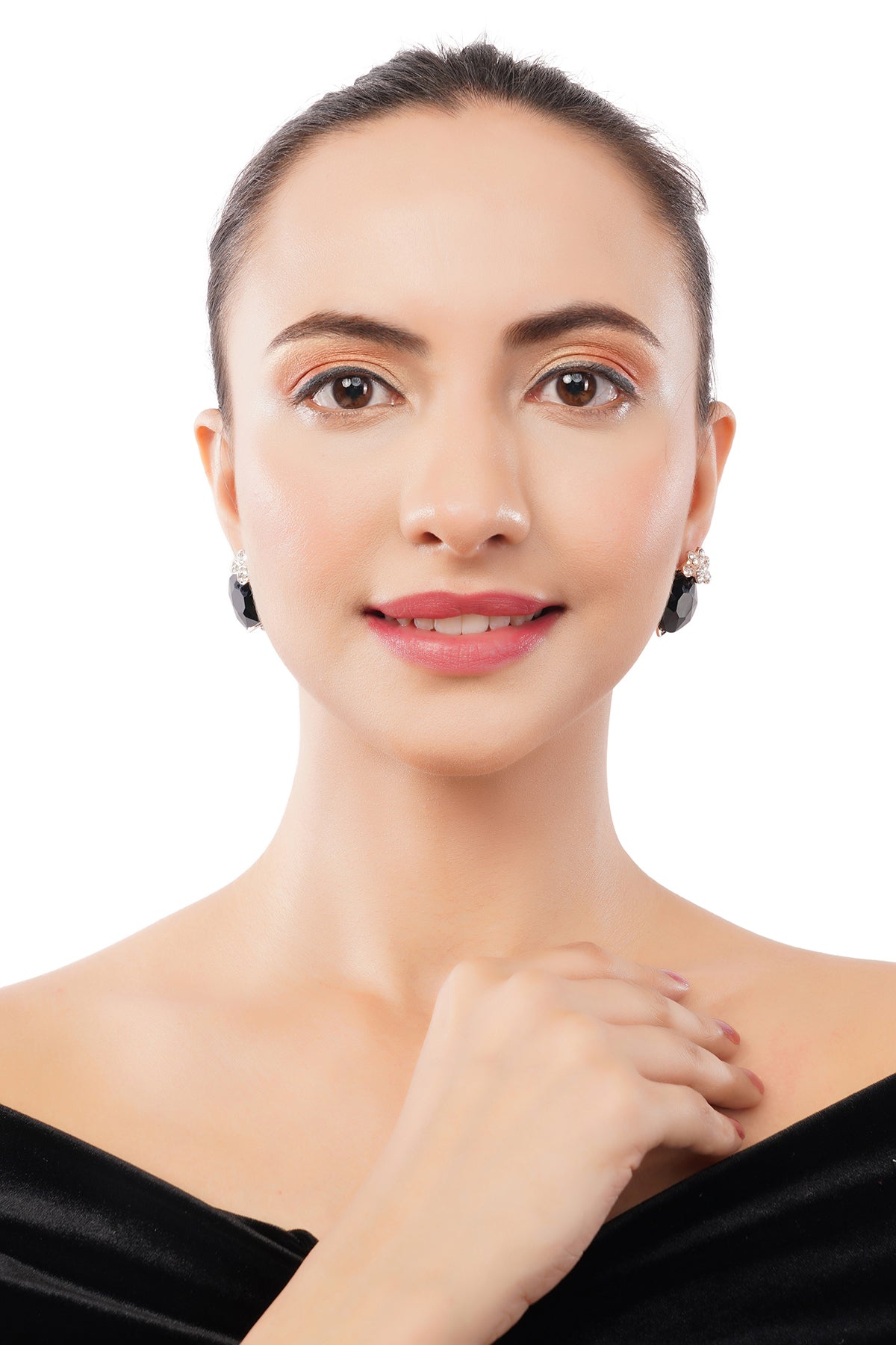 Clustertrend Black Stone Diamond Stud Earrings