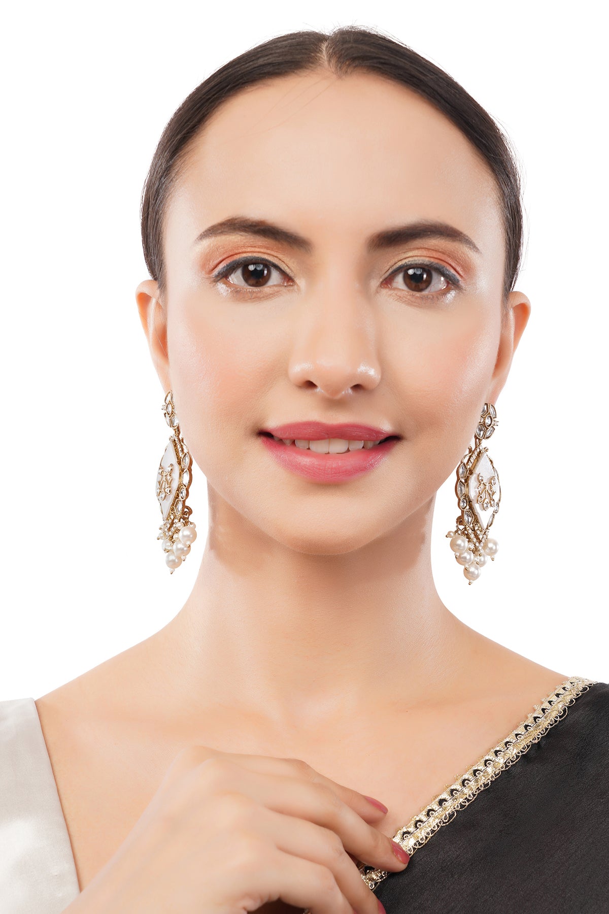 Gold Plated MOP White Pearl Earrings For Women