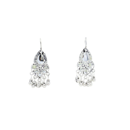 Elegant Silver Plated Light Blue Stone Pearl Earrings