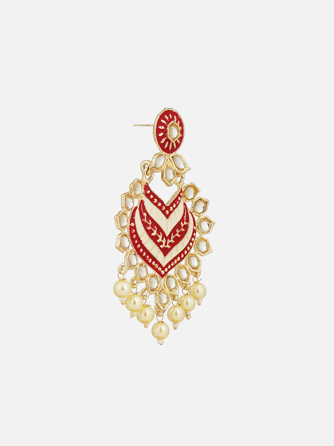 marron kundan earrings side view