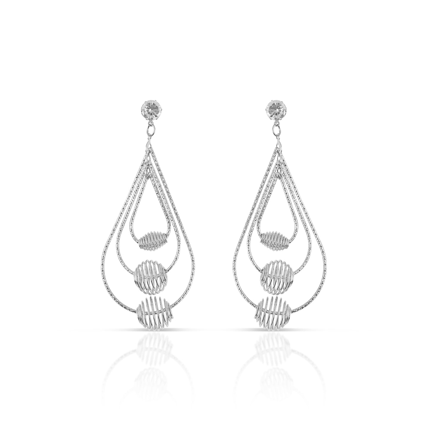 silver plated dangler earrings front view