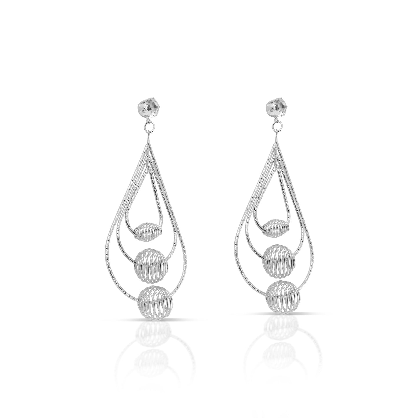 silver plated dangler earrings side view