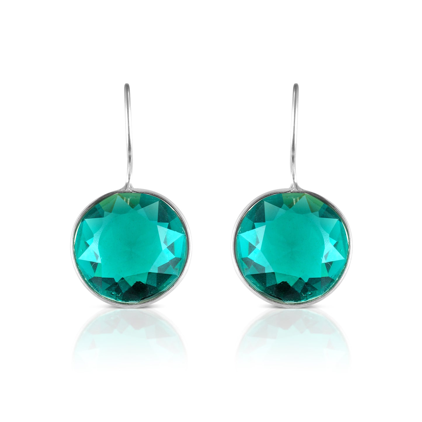 emerald crystal stone drop earring front view