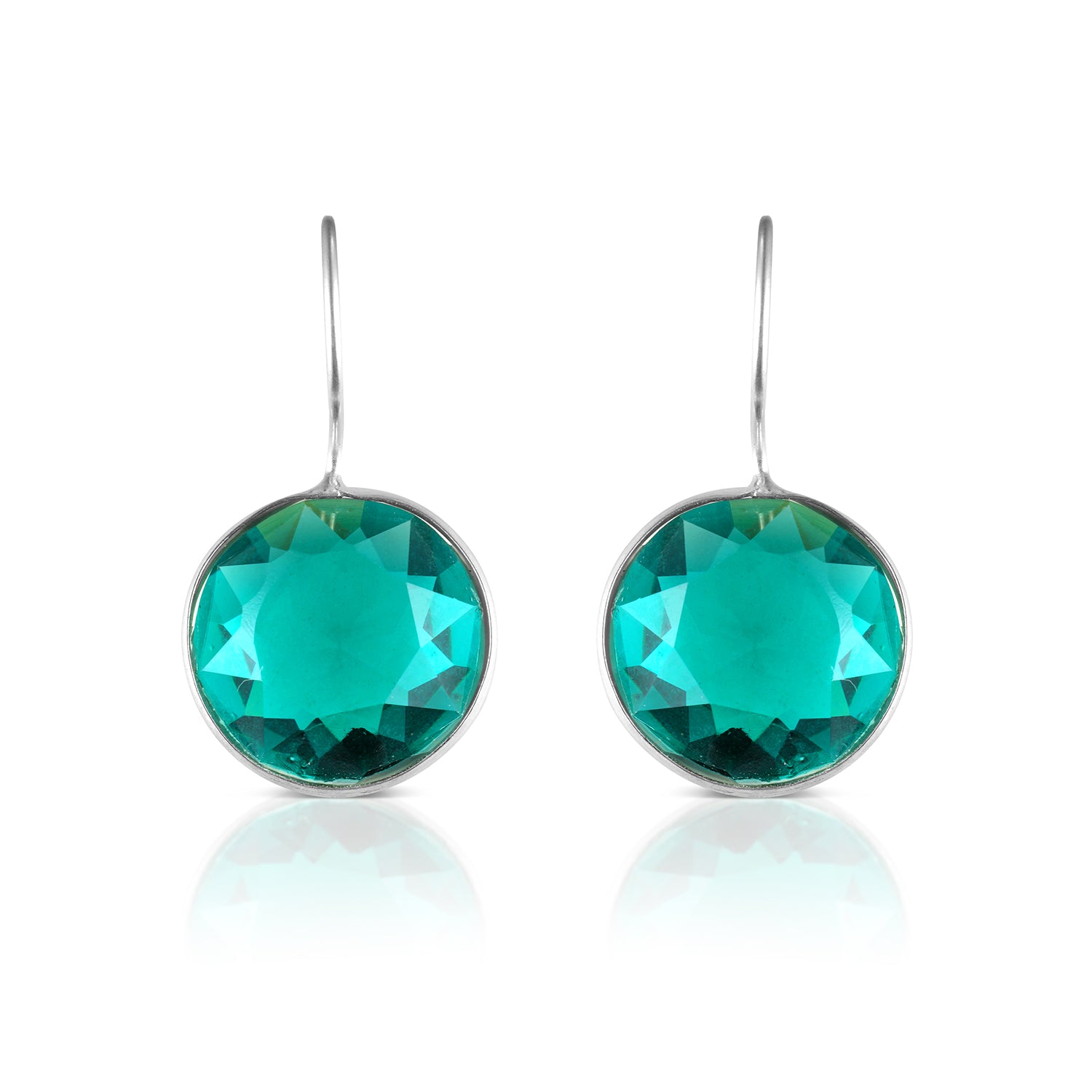 emerald crystal stone drop earring front view