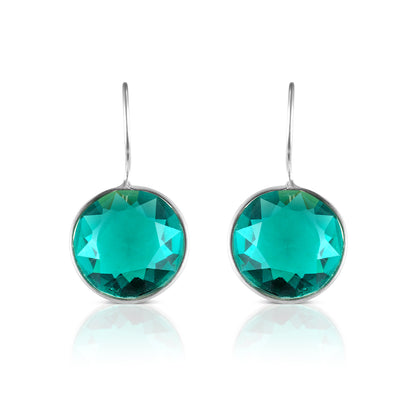 emerald crystal stone drop earring front view