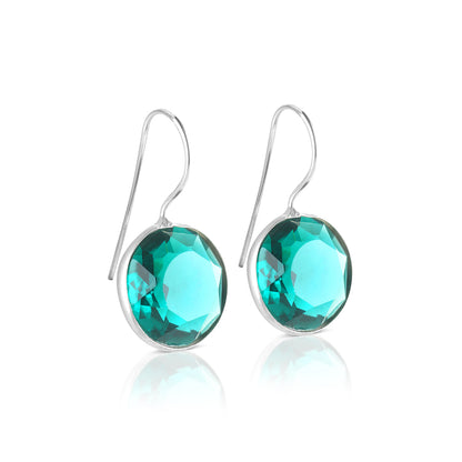 emerald crystal stone drop earring side view