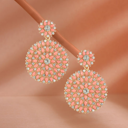 Ethnic Gold Plated Stones Studded Earrings for women