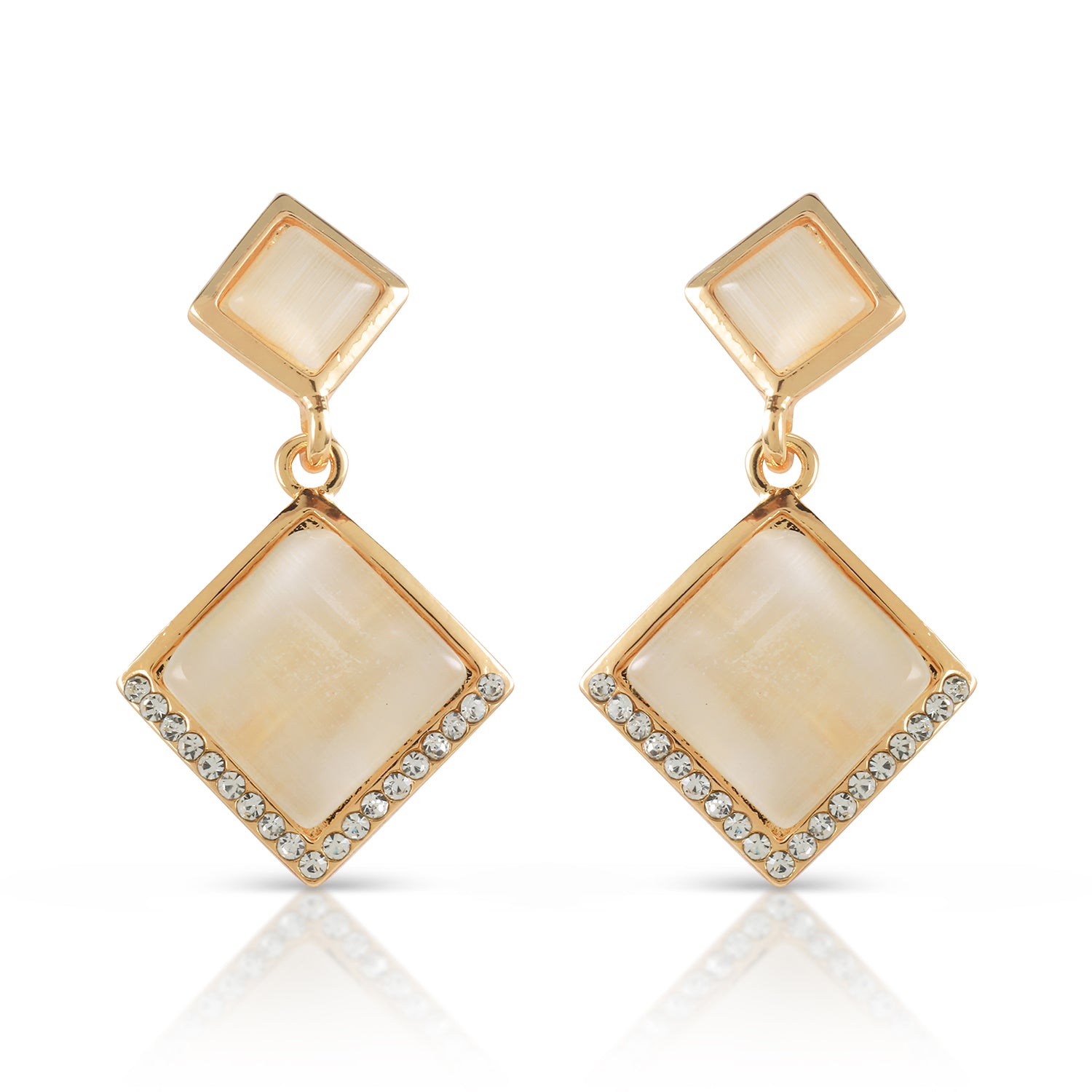 opal square drop earrings front view