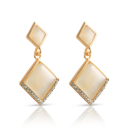 opal square drop earrings side view