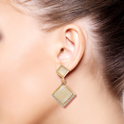 opal square drop earrings model pic