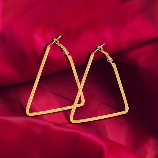 triangle hoop earrings redbackground