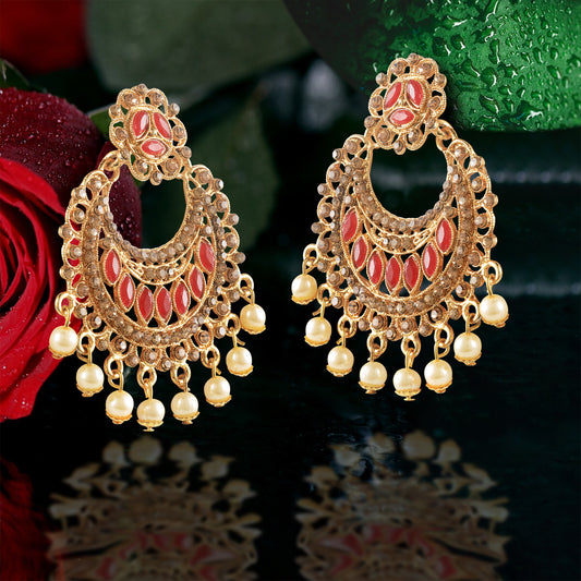 Stone Studded Kundan Gold Earrings