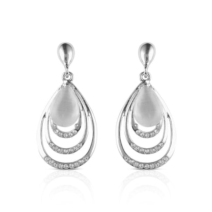 silver opal dangler earring front view