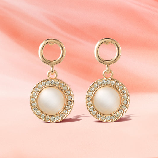 rose gold opal circle earring shedy background