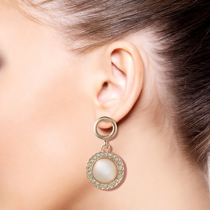 rose gold opal circle earring model pic