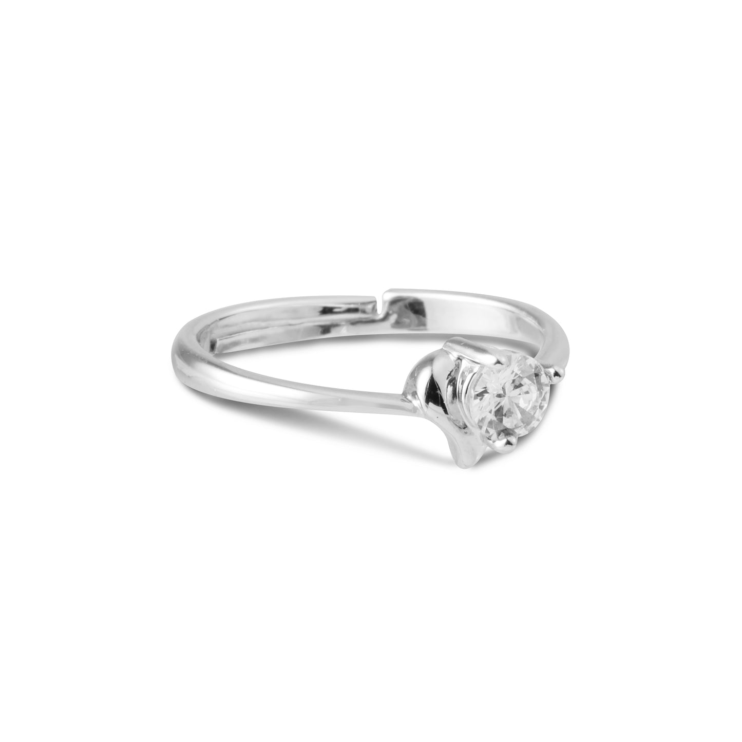 heart shaped silver ring front view