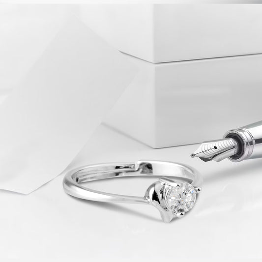 Fancy Heart Shaped  Silver Diamond Ring