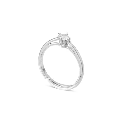 silver cubic zirconia adjustable ring upper view