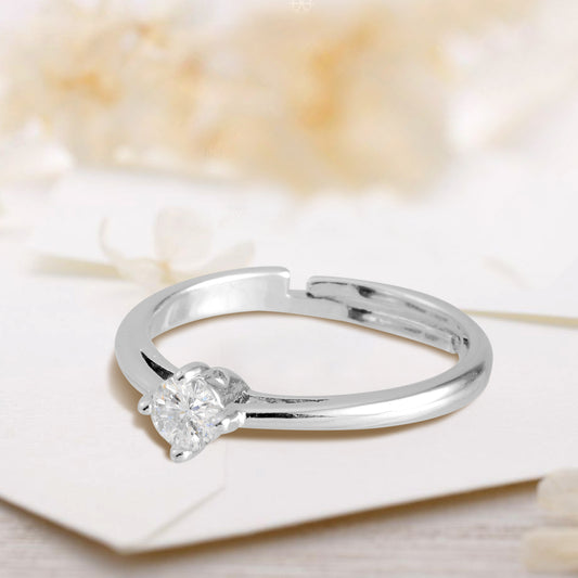 Stylish Silver Cubic Zirconia Adjustable Ring