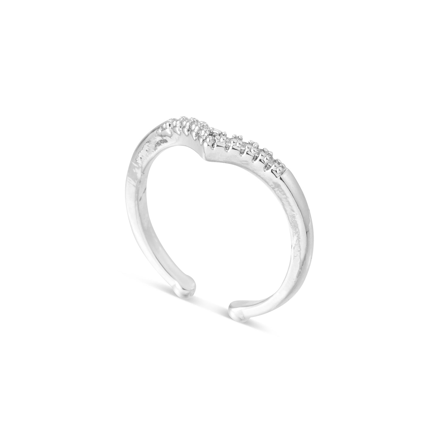 Heart V Type Crystal Cubic Zirconia Shiny Finger Ring