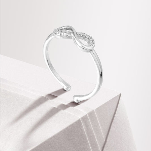 Infinity Adjustable Sparkling Silver Ring
