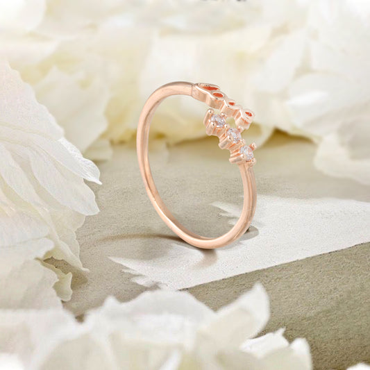 Rose Gold Stone-Studded Love Ring