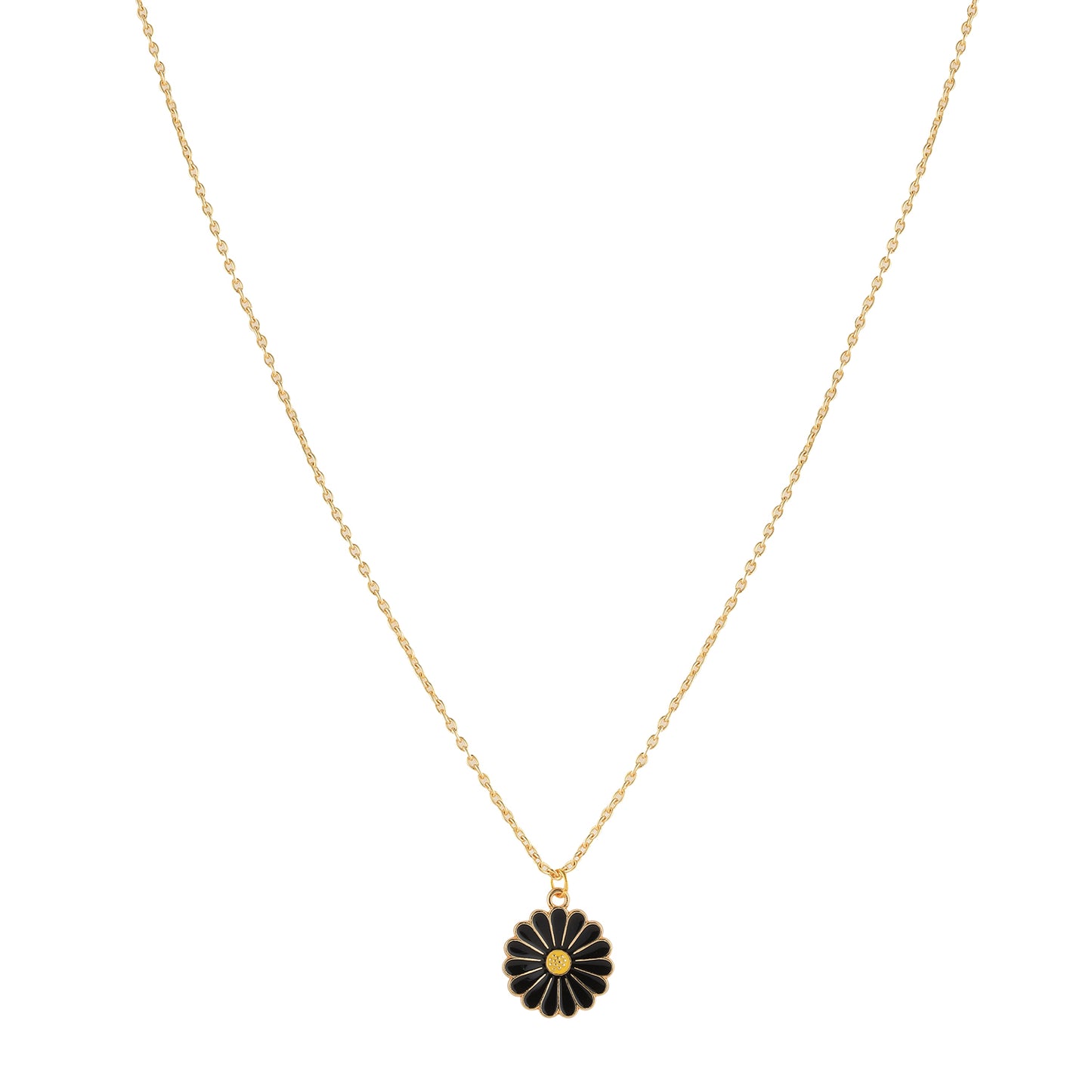 flower pendant chain necklace front background