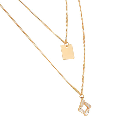 crystal rectangular pendant necklace side view