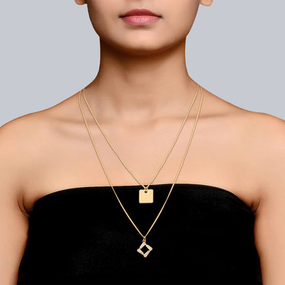 crystal rectangular pendant necklace model pic