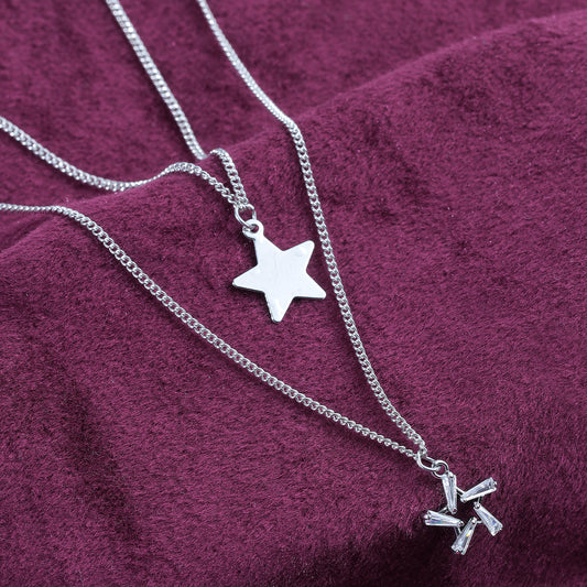 Star Mini Pendant Silver-Toned Dainty Multi Layered Necklace