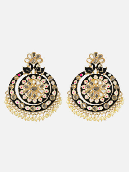 black minakari earring front view