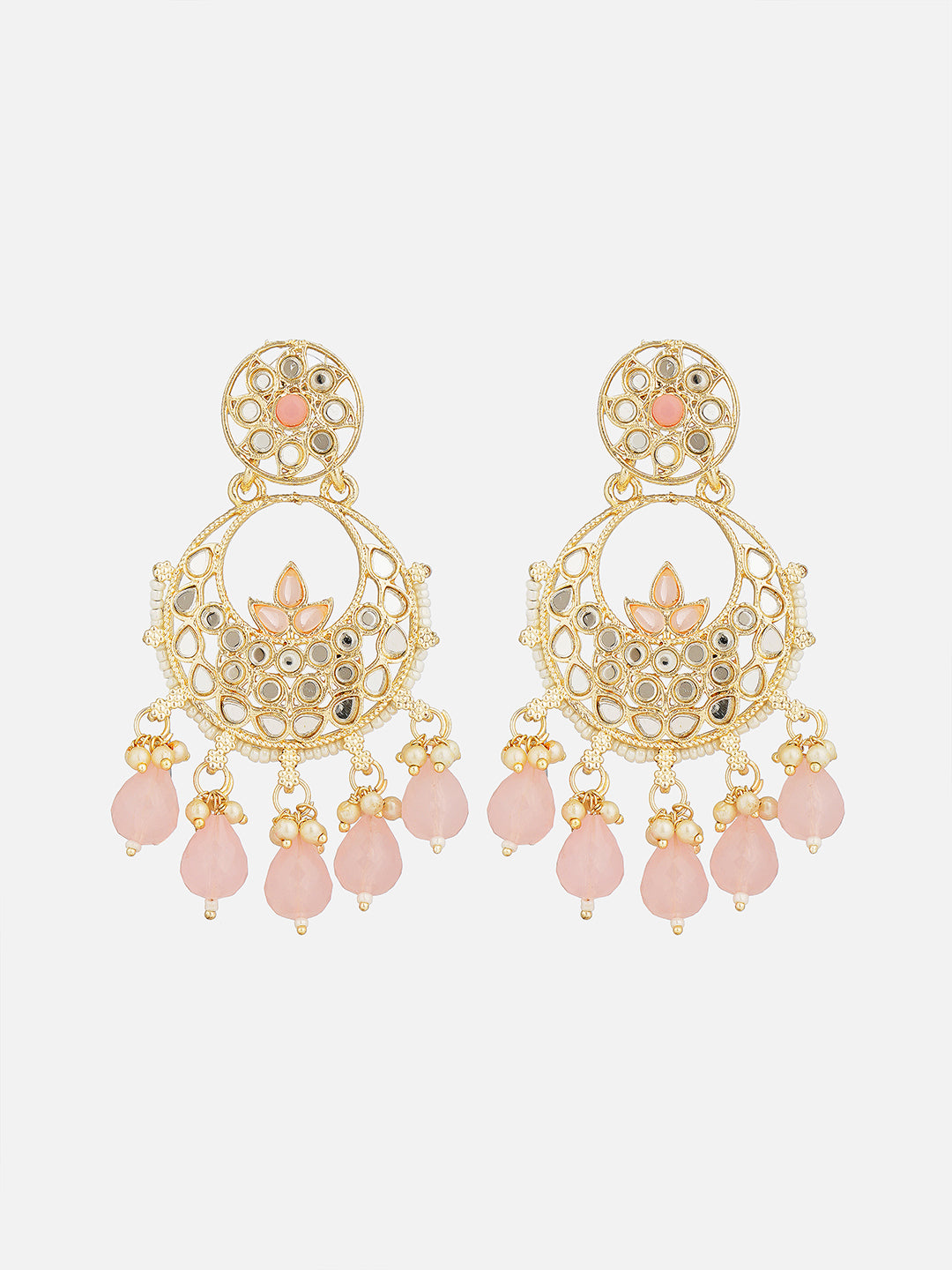 light pink earring and maang tikka earring pic