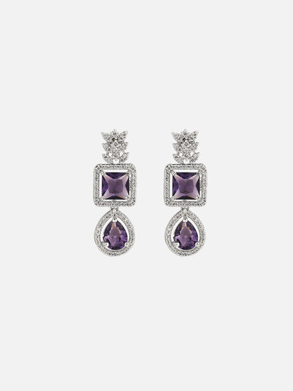 Purple American Diamond Stone Studded Necklace For Women