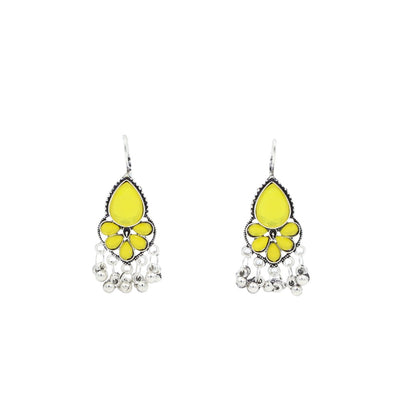 Silver Yellow Stone Pearl Earrings For Women