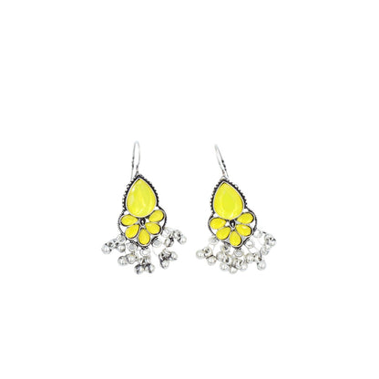 Silver Yellow Stone Pearl Earrings For Women
