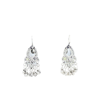 Silver Yellow Stone Pearl Earrings For Women